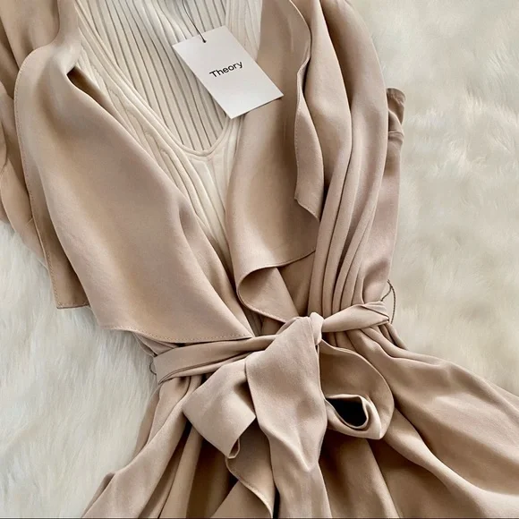 Anthropologie Artisan NY Sleeveless Belted Duster Cream Beige L NWT - Picture 2 of 6